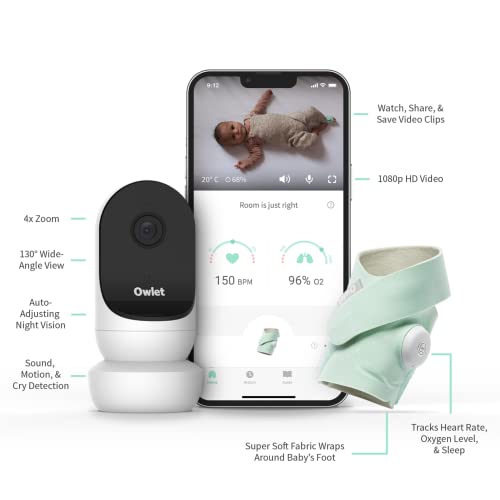 Owlet Monitor Duo 2 - Cam 2 and Smart Sock 3 - Baby Monitor with HD Video Camera - Night Vision and Audio - Track Heart Rate, Oxygen and Sleep Trends (0-18 months) - Mint Green - #EVIMomStuff#